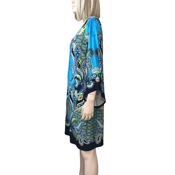 SUNNY Leigh Jersey Dress Colourful Paisley Gorgeous with Broach - Picture 6 of 13